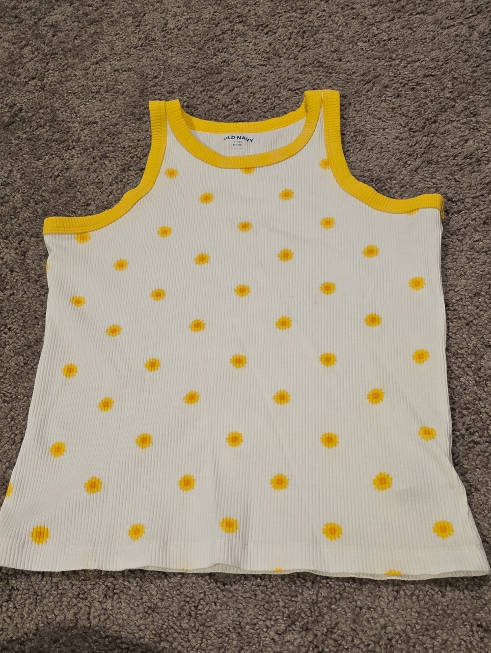 Old Navy White Tank Top with Yellow Daisy Dots